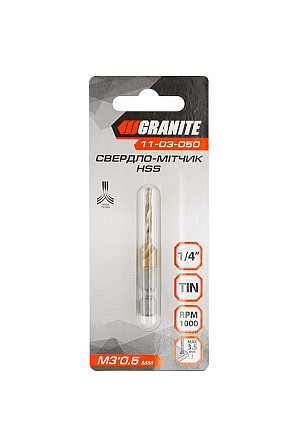 Сверло-метчик GRANITE HSS M3х0.5 мм DIN338 11-03-050 Харків - зображення 4