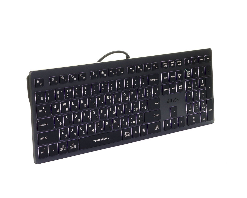 Клавиатура компьютерная проводная A4Tech FX60USB(Grey)Whitebacklit серая Київ - зображення 3