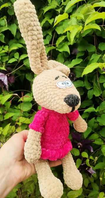 Зайка зайченя дівчинка іграшка в'язана м'яка ручна робота Нововолинськ - зображення 4