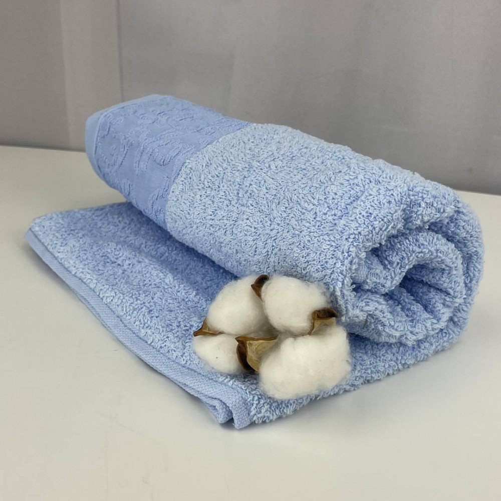 Рушник для обличчя махровий Febo Vip Cotton Botan Туреччина 6398 блакитний 50х90 см Київ - зображення 1