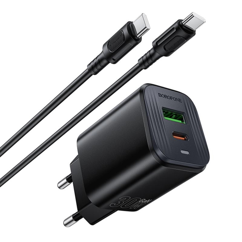 СЗУ Borofone BAS85A Star PD30W+QC3.0 (1USB-A/1C) + кабель Type-C to Type-C Херсон - зображення 4