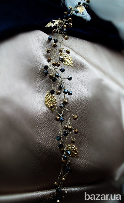 Франческа веточка веночек золотистый графит плетенный растение ветка хрусталь Луцк - изображение 3