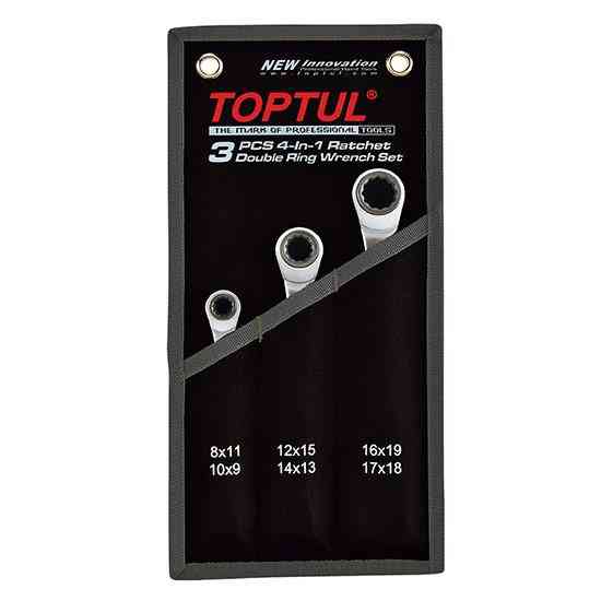 Набор ключей накидных с двойной трещоткой 72 зубца Pro-Series 3шт 8-19мм TOPTUL GPAQ0301 Харьков
