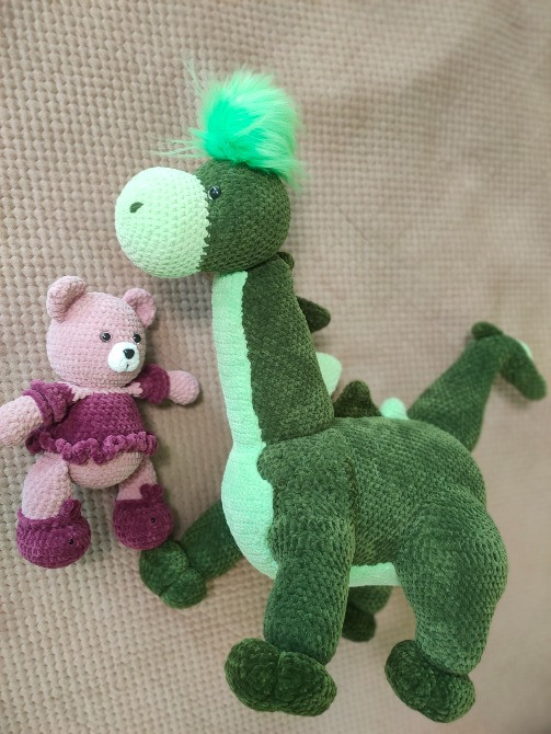 Велика м'яка іграшка в'язана зелена Динозавр дракон плюшева ручна робота Нововолынск - изображение 5