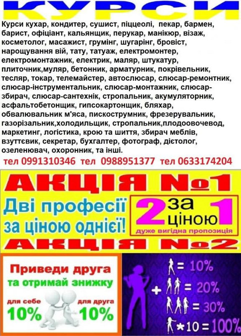 Курси шугарінг, електромонтер, штукатур, бариста, бухгалтер, секретар, пилорамник, Івано-Франківськ - зображення 1