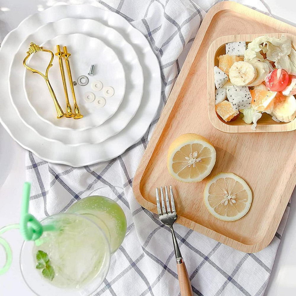 Подставка 3-ярусная Leeseph для десертов, фруктов и бутербродов белая с золотом Одеса - зображення 10