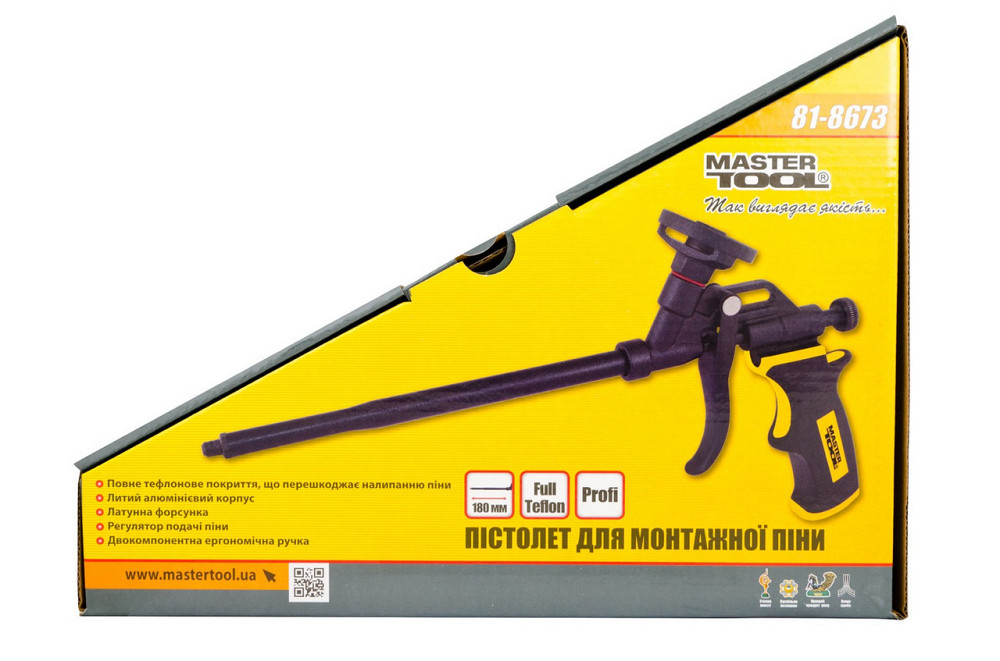 Пистолет для монтажной пены MASTERTOOL ПРОФИ 180 мм с тефлоновым покрытием 81-8673 Харків - зображення 3