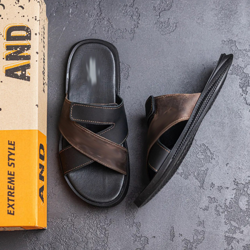 Мужские кожаные  летние шлепанцы-сланцы Київ - зображення 10