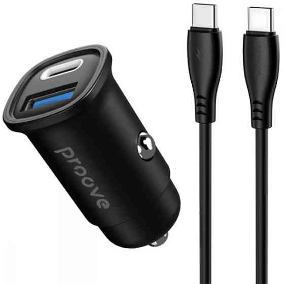 Автомобільний зарядний пристрій Proove Flash 30W (Type-C + USB) + Cable Type-C to Type-C Black (CCFC Харків