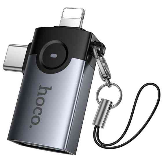 Переходник Hoco UA46D OTG 2in1 Lightning male/Type-C male to USB female Херсон