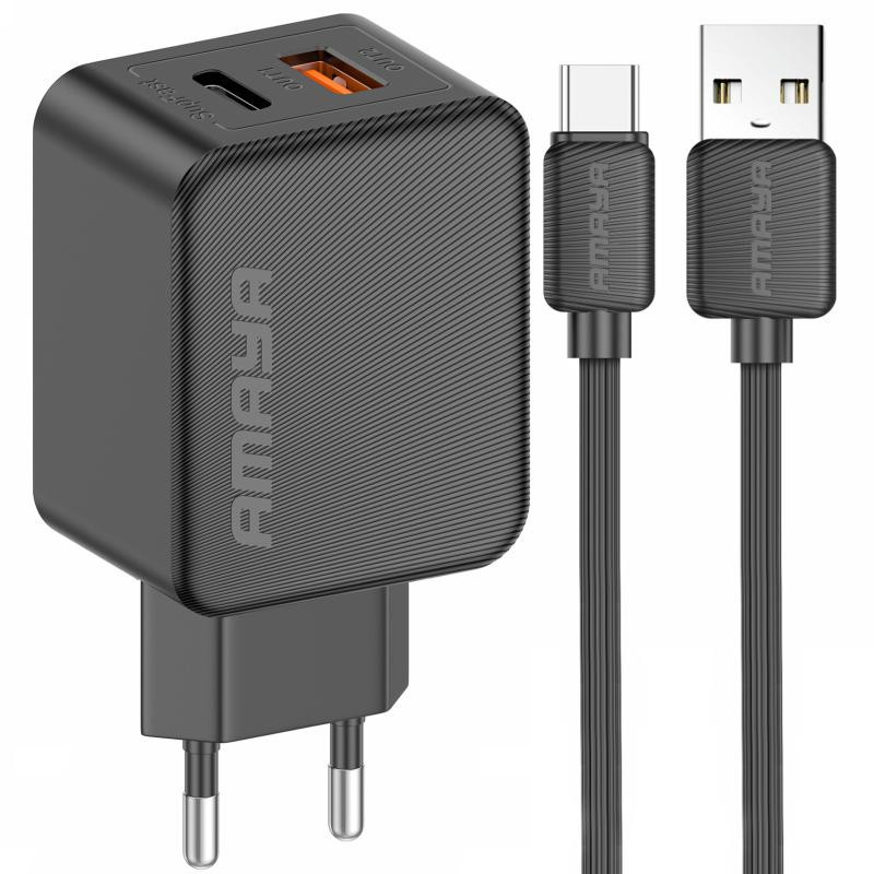 СЗУ Amaya E113UC PD25W+QC3.0 (1USB-A/1C) + кабель USB to Type-C Херсон - зображення 1