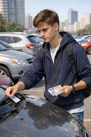 Розклейка оголошень Київ | Розноска під двірники авто | Реклама по місту | Promo Service Kyiv Київ