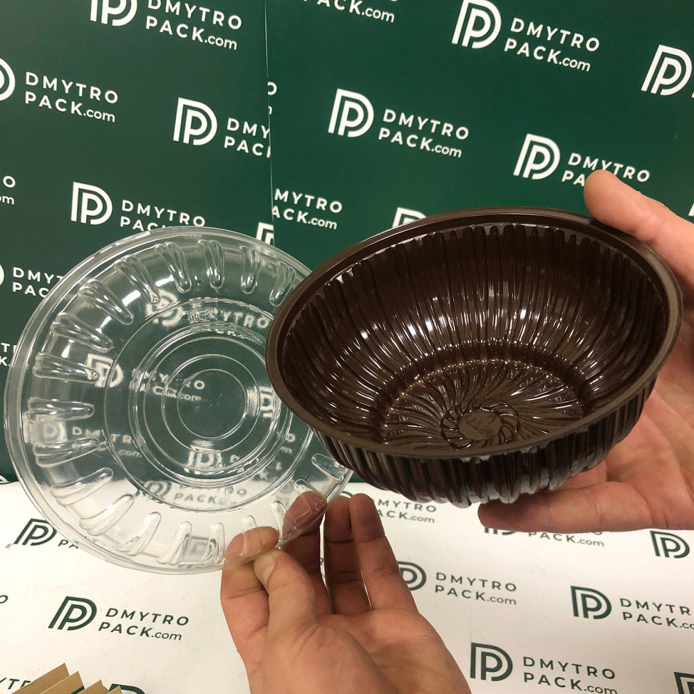 Контейнер для салатов коричневый 780 мл 162х82 мм IT-750 блистерный одноразовый Херсон - зображення 7