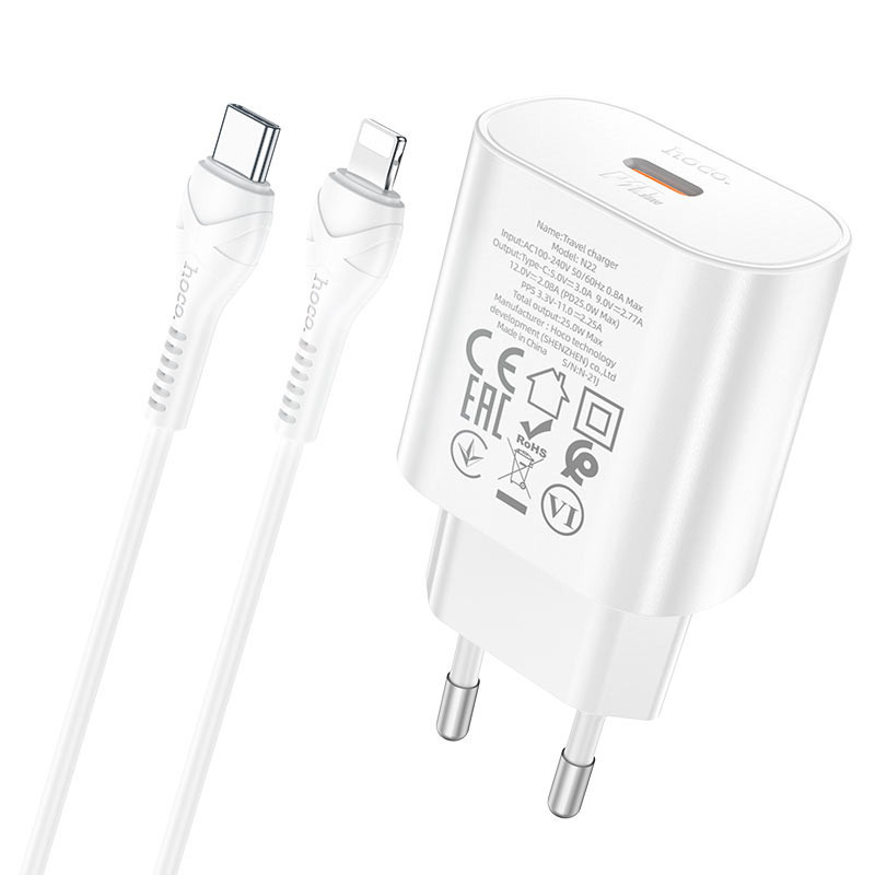 СЗУ Hoco N22 Jetta PD25W (1USB-C) + кабель Type-C to Lightning Херсон - зображення 3