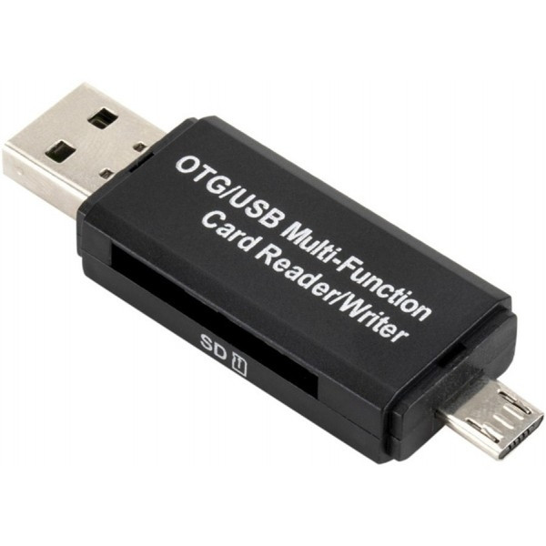 DM Кардрідер 2 in 1 USB 2.0, OTG, MicroSD, MicroUSB, TF, Black (Код товару:23037) Харків - зображення 2