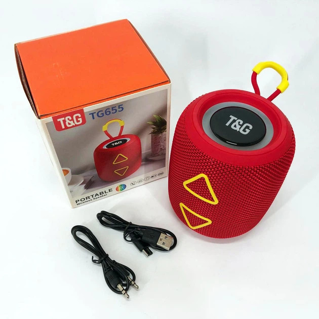 Колонка портативная Bluetooth T&G TG655 red красная Київ - зображення 10