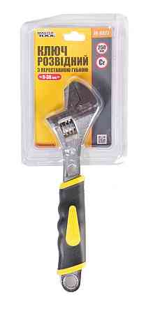 Ключ разводной MASTERTOOL 250 мм 0-38 мм переставляемая губка CrV рукоятка с двухкомпонентной наклад Харків
