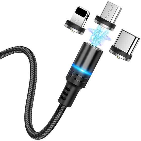Уценка Дата кабель Hoco DU42 Magnetic 3in1 Lightning-microUSB-Type-C (1m) Херсон