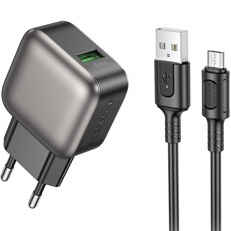 СЗУ Borofone BAS52A Absolute QC3.0 18W (1USB-A) + кабель USB to MicroUSB Херсон - изображение 1
