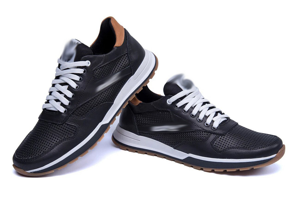 Мужские кожаные летние кроссовки, перфорация Classic black Київ - зображення 2