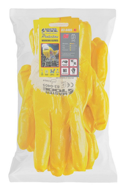 Перчатки хлопчатобумажные трикотажные MASTERTOOL нитриловое покрытие ¾ вязаный манжет 10" 12 пар ора Харків - зображення 2