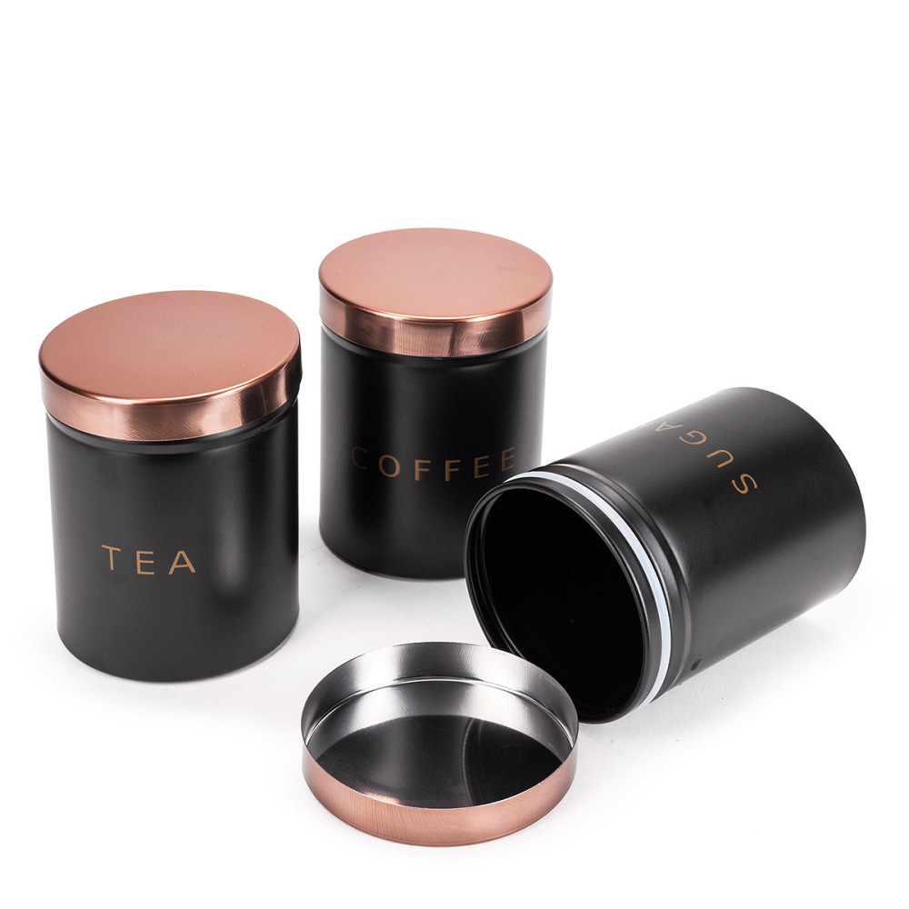 Набор ёмкостей Kamille для чая, кофе и сахара 3 шт. чёрные KM1128 Одесса - изображение 3