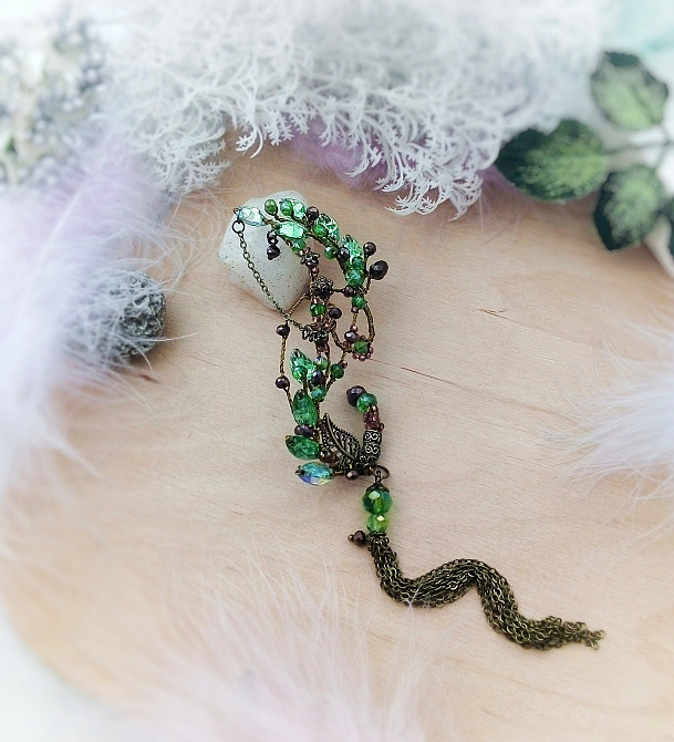 Ельфійська кафа салатовий бронза без проколів кліпс накладні вушка аніме косплей Луцк - изображение 3