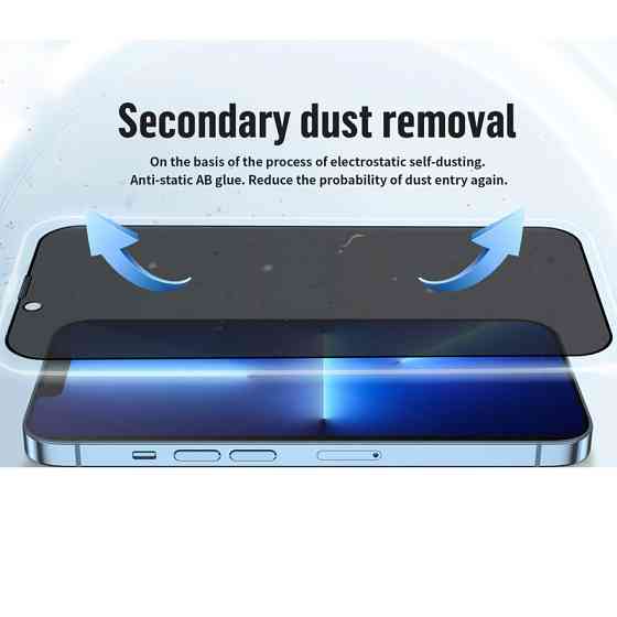 Защитное 2.5D стекло Blueo Full Cover Anti-Peep для Apple iPhone 15 Plus / 16 Plus (6.7") Херсон