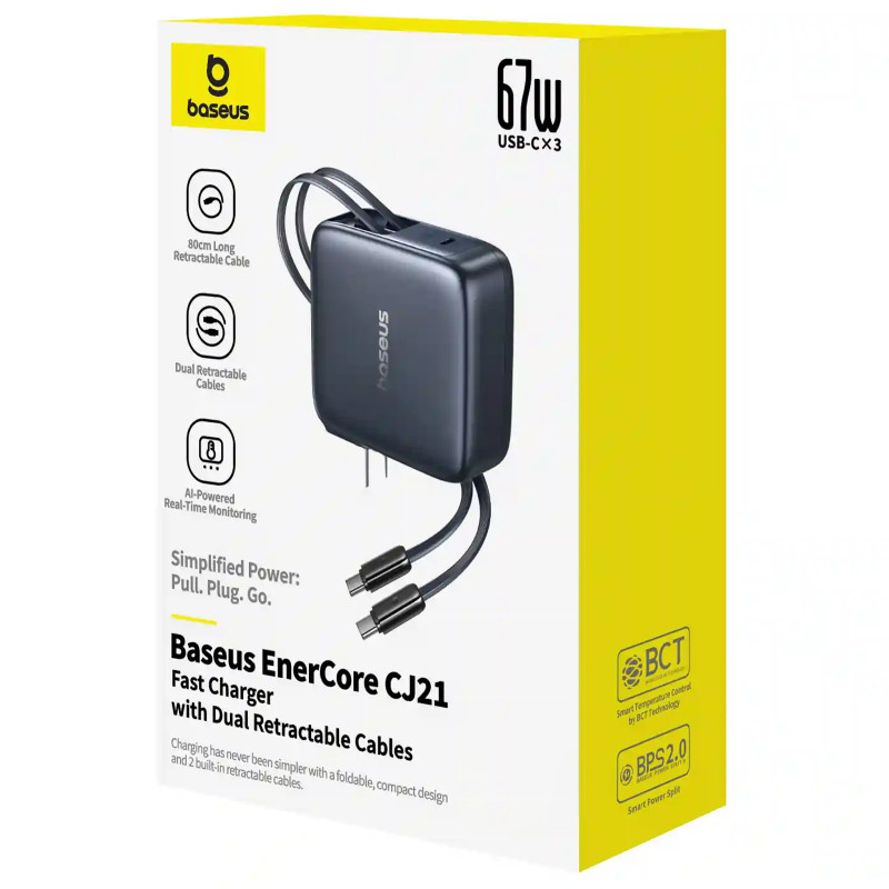 СЗУ Baseus EnerCore CJ21 PD67W with retractable cables (3USB-C) (E0121D) Херсон - зображення 4