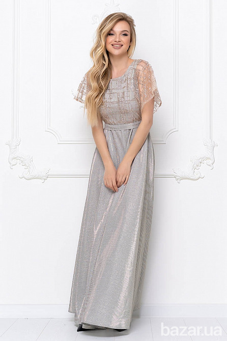 Золотое вечернее платье с рукавами Київ - зображення 4