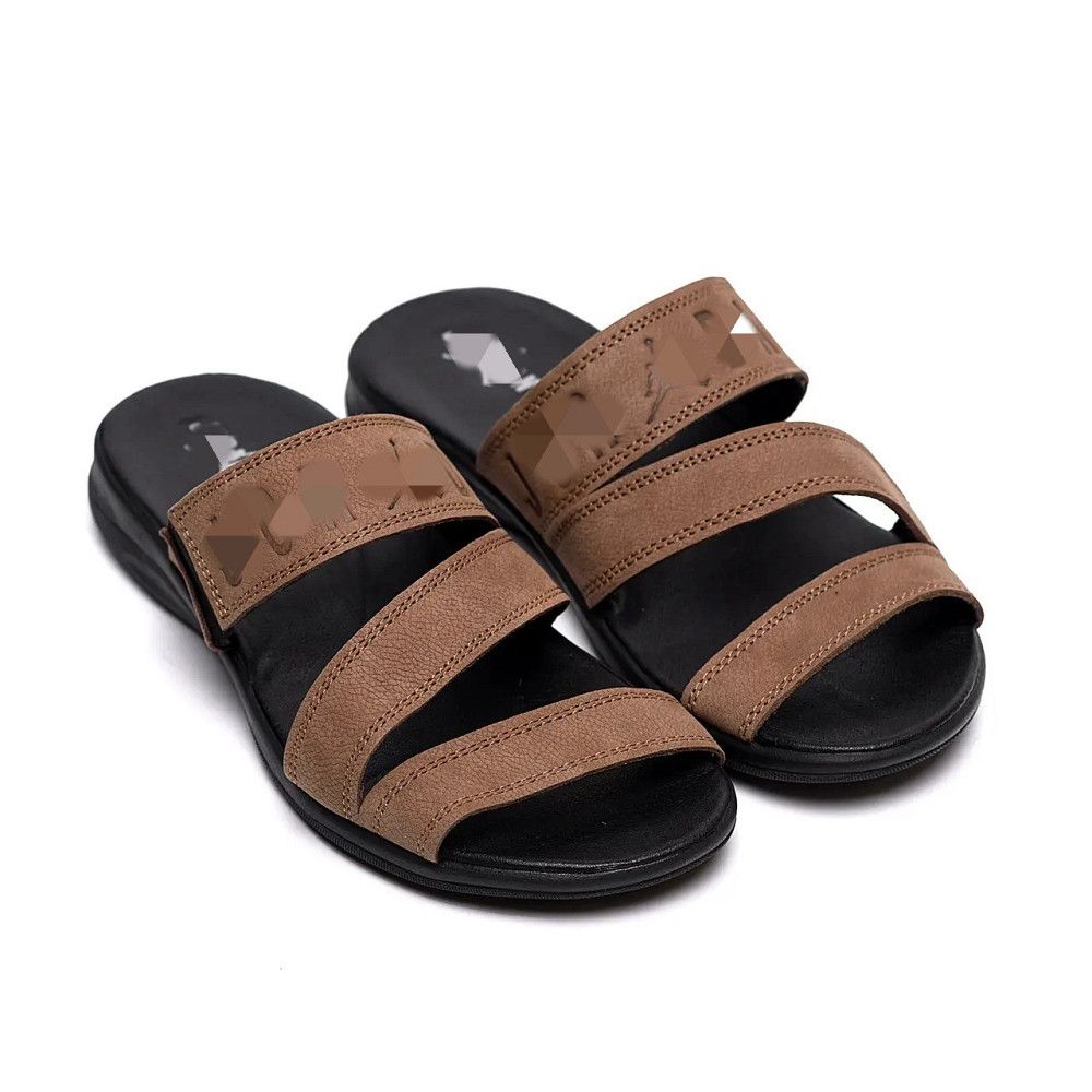 Мужские кожаные  летние шлепанцы-сланцы Olive Київ - зображення 3