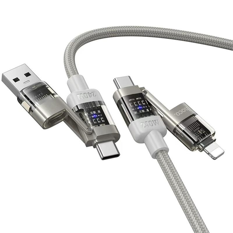 Дата кабель Hoco U151 Goldsmith 4in1 Type-C to USB/Type-C to Lightning 240W (1.2m) Херсон - зображення 2