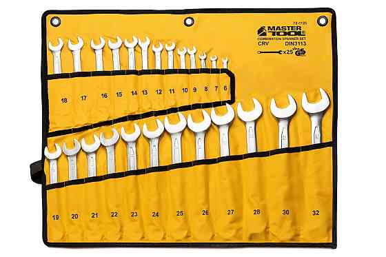 Ключи комбинированные MASTERTOOL COLD FORGED набор 25 шт (6–28/30/32 мм) 31CrV3 DIN 3113 в чехле 72- Харьков