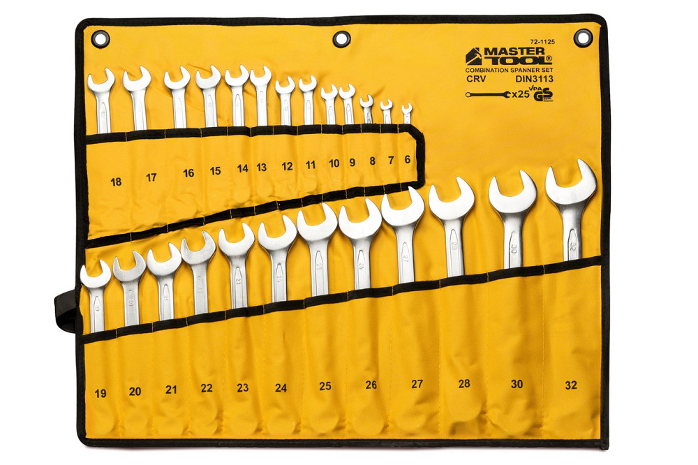 Ключи комбинированные MASTERTOOL COLD FORGED набор 25 шт (6–28/30/32 мм) 31CrV3 DIN 3113 в чехле 72- Харьков - изображение 1