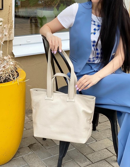 Молочная сумка женская кожаная шоппер Италия TS000100 большая сумочка Киев - изображение 2