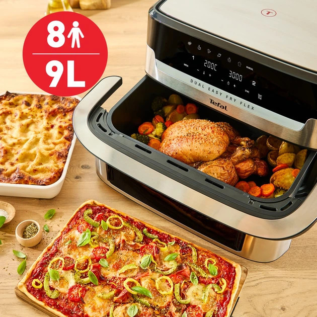 Мультипечь Tefal Dual Easy Fry Flex EY922DE0 9 л 2700 Вт серебристая Київ - зображення 4