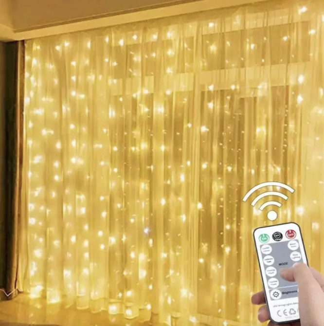 Світлодіодна гірлянда штора LED Light 3х2 метри від USB + пульт Теплий SF-19 Одеса - зображення 1