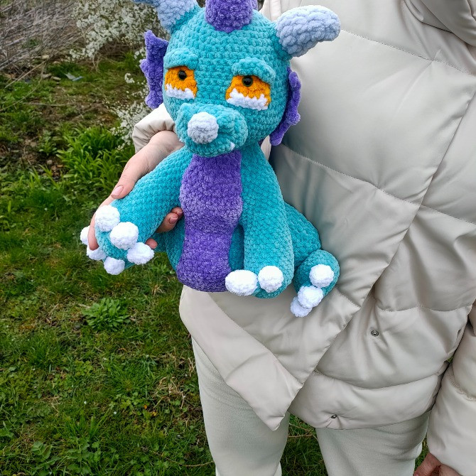 Дракон Дракоша іграшка в'язана супер м'яка ручна робота Нововолинськ - зображення 5