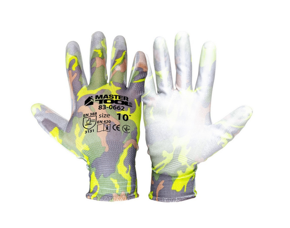 Перчатки бесшовные трикотажные MASTERTOOL "Камуфляж" с полиуретановым покрытием ладони 10" 17-20 г п Харків - зображення 1