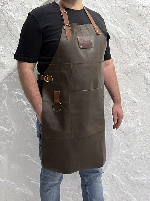 Фартук из натуральной кожи коричневый HollaApron Brown Харків - зображення 5