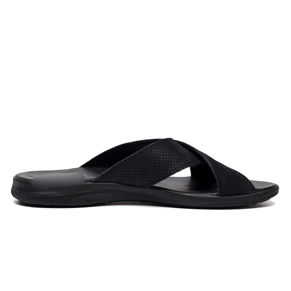 Мужские кожаные  летние шлепанцы-сланцы Black Київ - зображення 2