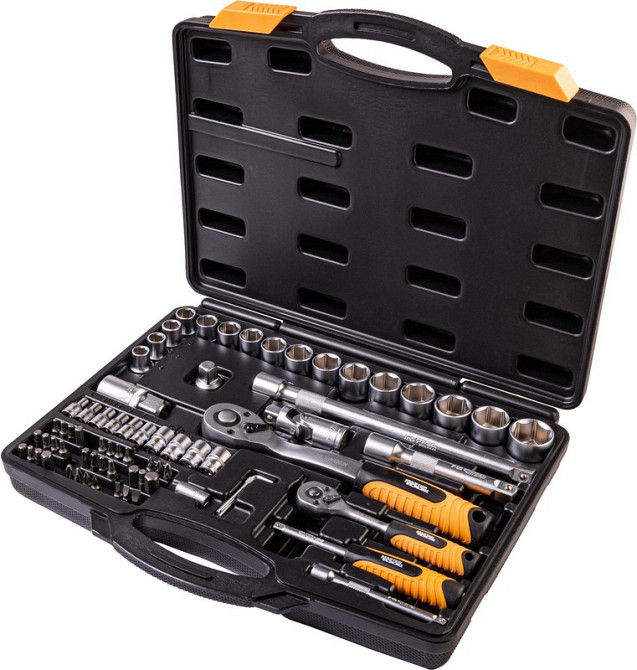 Набор инструментов MASTERTOOL PROFI ¼"&½" 72 шт 4-13 мм 10-27 мм CrV50BV30 противоударный кейс 78-50 Харків - зображення 1