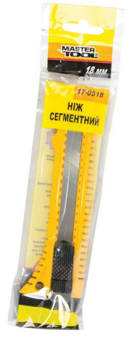 Нож строительный MASTERTOOL с отломным лезвием 18 мм кнопочный фиксатор 17-0518 Харьков - изображение 2