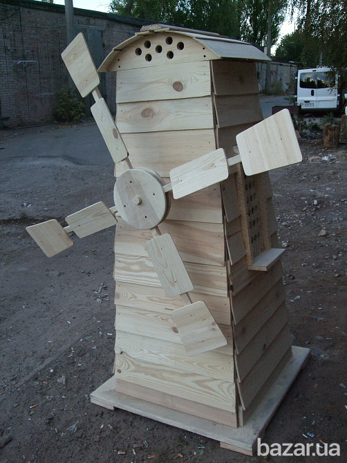 Декоративная мельница из дерева. Вітряк садовий. Киев - изображение 1