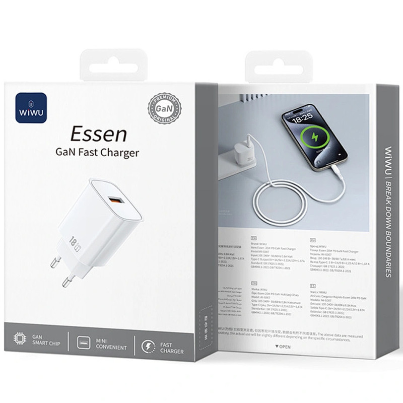 СЗУ WIWU G006 Essen QC3.0 18W GaN (1USB-A) Херсон - изображение 2