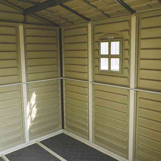 Сарай пластиковый Woodside 325x247x231 см слоновая кость, коричневая крыша Киев