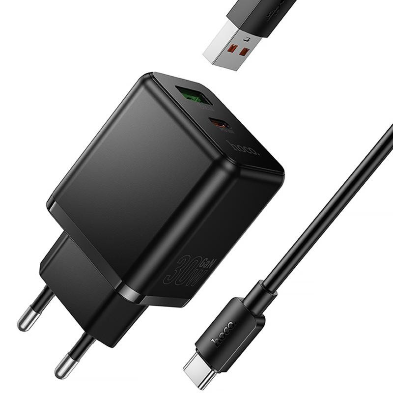 СЗУ Hoco C157A Smart PD30W+QC3.0 (1USB-A/1C) + кабель USB to Type-C Херсон - изображение 4