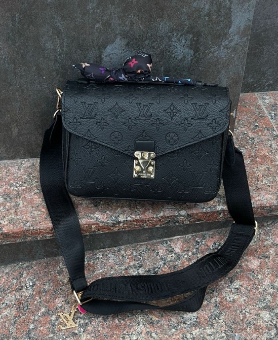 сумка с широким текстильным ремнем кроссбоди Louis Vuitton Pochette Metis New Black KS41 Київ - зображення 1
