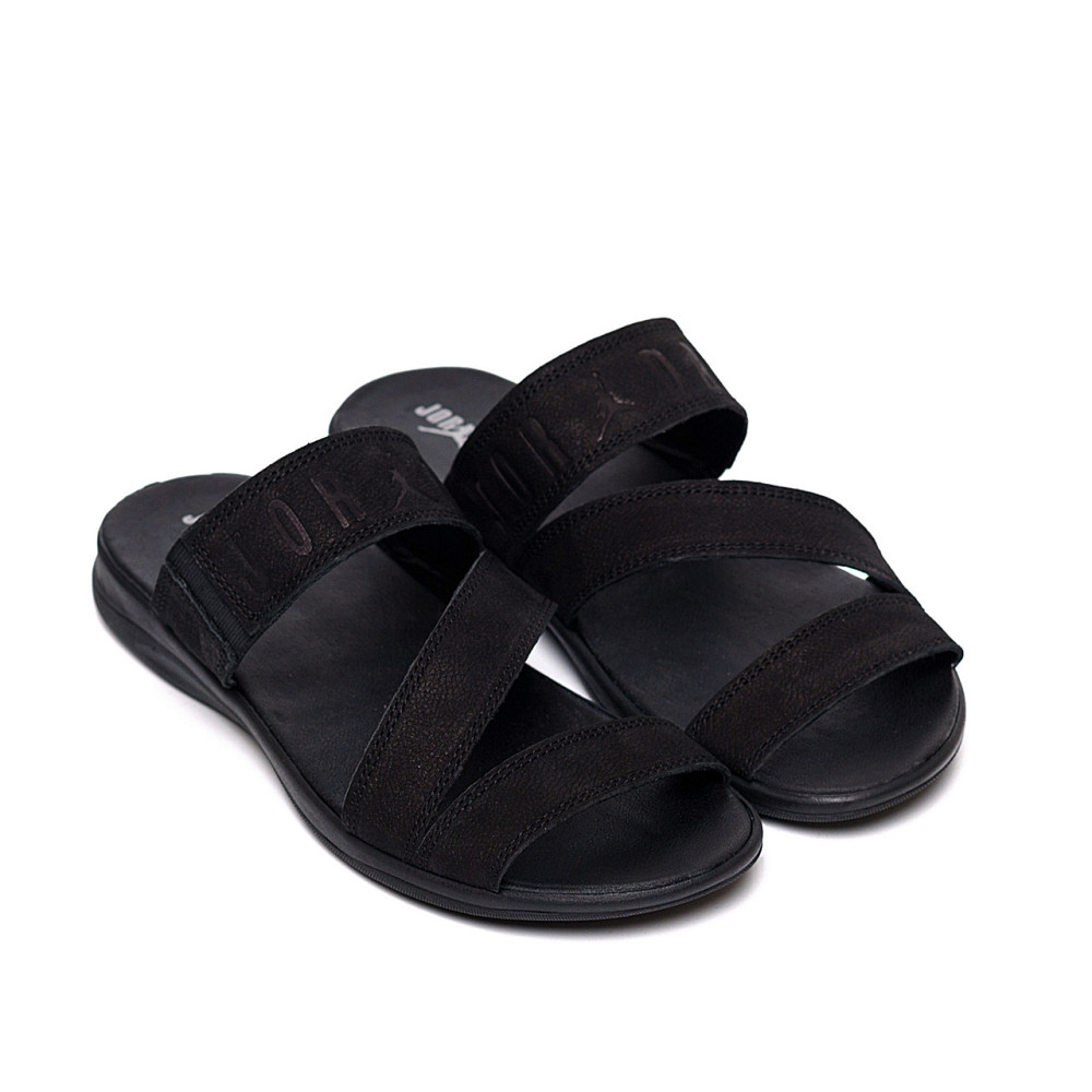 Мужские кожаные  летние шлепанцы-сланцы Jordan Black Київ - зображення 2