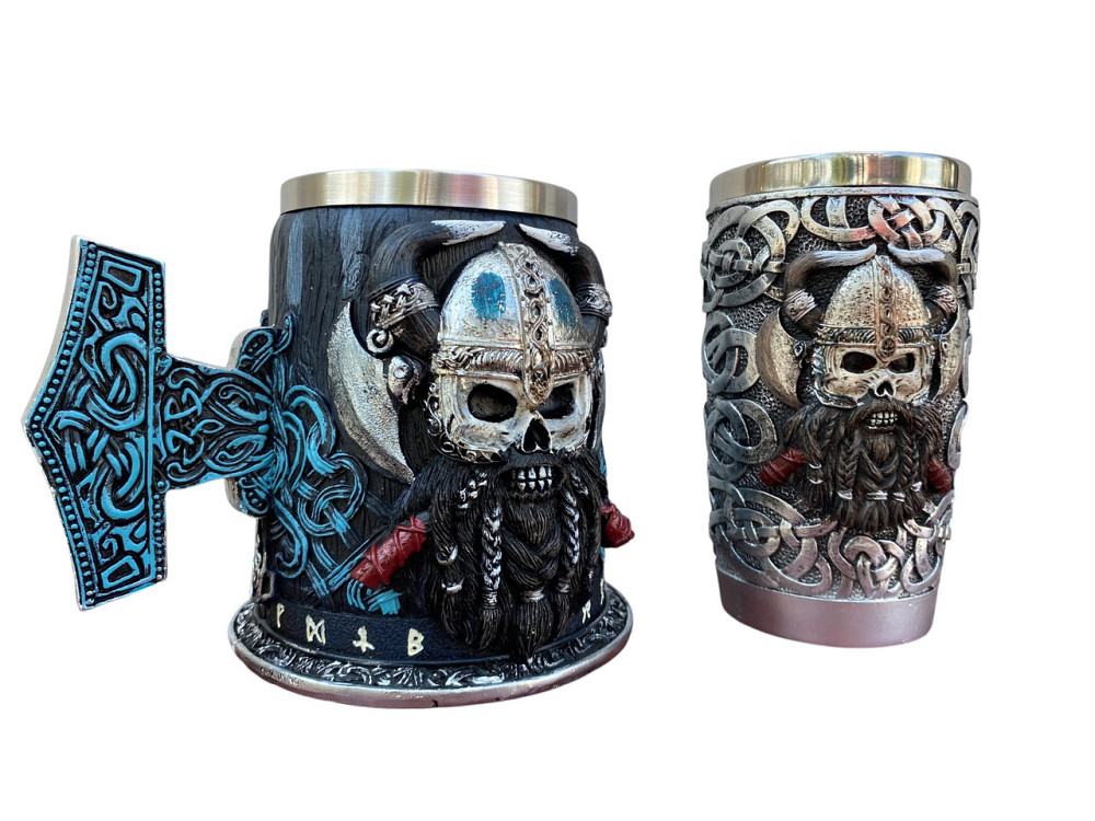 Подарочный набор Кружка и Стакан 3D Бородатый Викинг Молот Тора Київ - зображення 2
